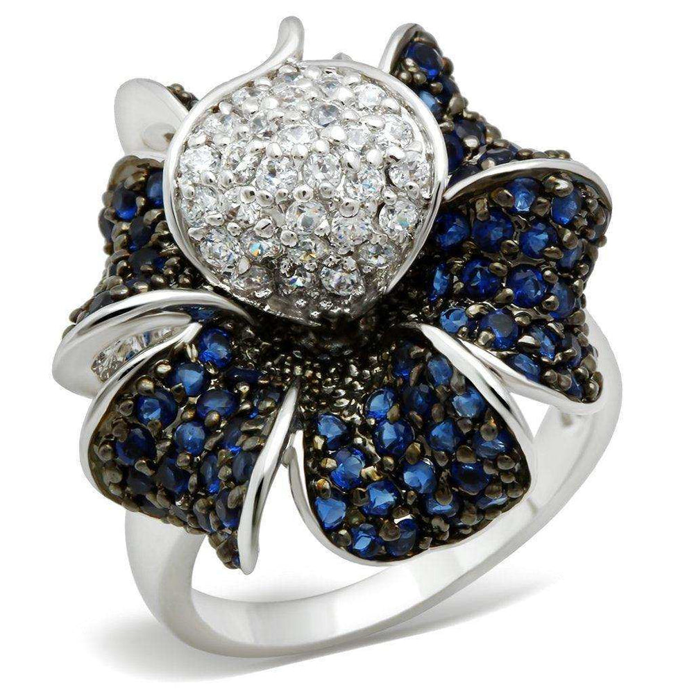 Alamode Rhodium + Ruthenium Brass Ring with AAA Grade CZ in Montana - Alamode - Flyclothing LLC