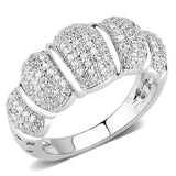 Alamode Rhodium Brass Ring with AAA Grade CZ in Clear - Alamode - Flyclothing LLC