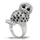 Alamode Rhodium Brass Ring with AAA Grade CZ in Jet - Alamode - Flyclothing LLC