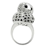 Alamode Rhodium Brass Ring with AAA Grade CZ in Jet - Alamode - Flyclothing LLC
