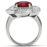 Alamode Rhodium Brass Ring with Synthetic Synthetic Glass in Siam - Alamode - Flyclothing LLC