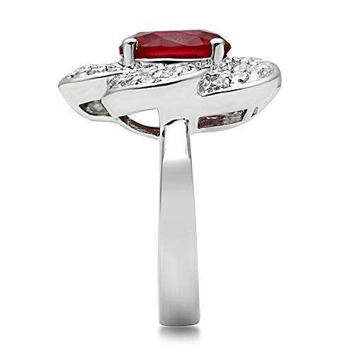 Alamode Rhodium Brass Ring with Synthetic Synthetic Glass in Siam - Alamode - Flyclothing LLC