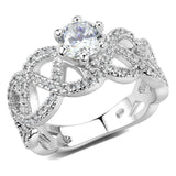 Alamode Rhodium Brass Ring with AAA Grade CZ in Clear - Alamode - Flyclothing LLC