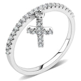 Alamode Rhodium Brass Ring with AAA Grade CZ in Clear - Alamode - Flyclothing LLC