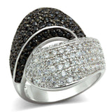 Alamode Rhodium + Ruthenium Brass Ring with AAA Grade CZ in Jet - Alamode - Flyclothing LLC