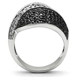 Alamode Rhodium + Ruthenium Brass Ring with AAA Grade CZ in Jet - Alamode - Flyclothing LLC