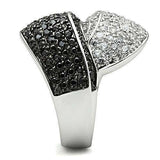Alamode Rhodium + Ruthenium Brass Ring with AAA Grade CZ in Jet - Alamode - Flyclothing LLC