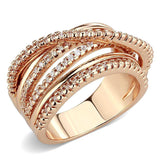 Alamode Rose Gold Brass Ring with AAA Grade CZ in Clear - Alamode - Flyclothing LLC