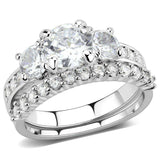 Alamode Rhodium Brass Ring with AAA Grade CZ in Clear - Alamode - Flyclothing LLC