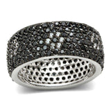 Alamode Rhodium + Ruthenium Brass Ring with AAA Grade CZ in Jet - Alamode - Flyclothing LLC