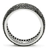 Alamode Rhodium + Ruthenium Brass Ring with AAA Grade CZ in Jet - Alamode - Flyclothing LLC