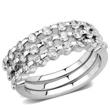 Alamode Rhodium Brass Ring with AAA Grade CZ in Clear - Alamode - Flyclothing LLC