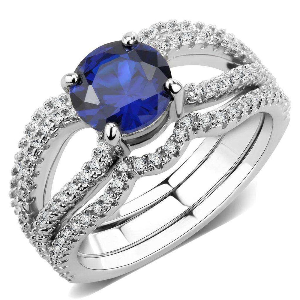 Alamode Rhodium Brass Ring with AAA Grade CZ in London Blue - Alamode - Flyclothing LLC