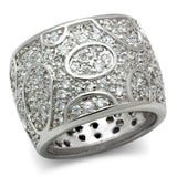 Alamode Rhodium Brass Ring with AAA Grade CZ in Clear - Alamode - Flyclothing LLC