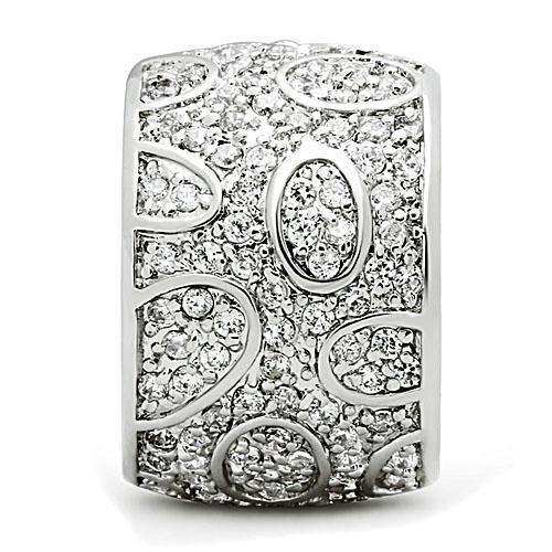 Alamode Rhodium Brass Ring with AAA Grade CZ in Clear - Alamode - Flyclothing LLC