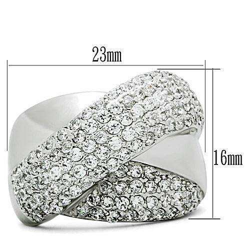 Alamode Rhodium Brass Ring with AAA Grade CZ in Clear - Alamode - Flyclothing LLC
