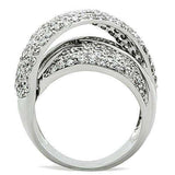 Alamode Rhodium Brass Ring with AAA Grade CZ in Clear - Alamode - Flyclothing LLC