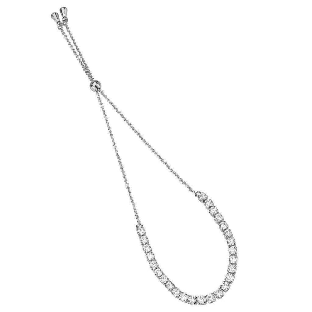 Alamode Rhodium Brass Bracelet with AAA Grade CZ in Clear - Alamode - Flyclothing LLC