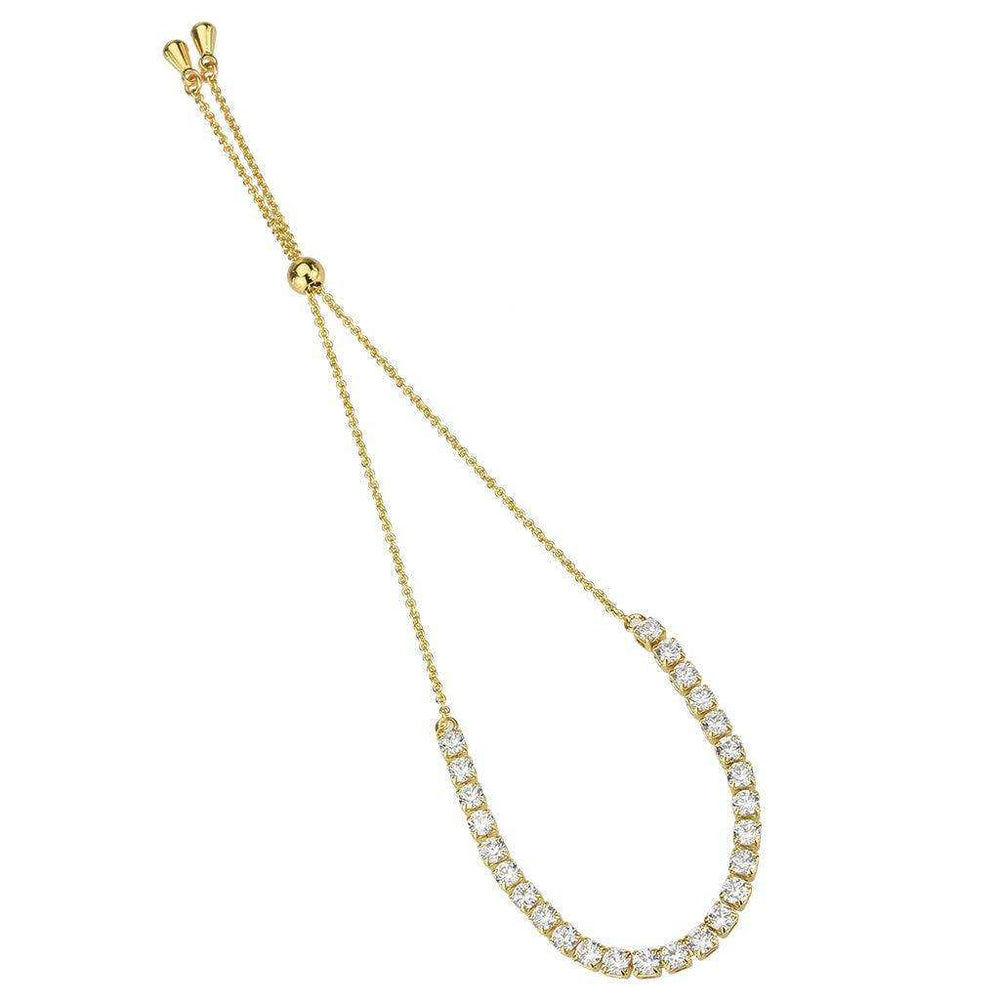 Alamode Gold Brass Bracelet with AAA Grade CZ in Clear - Alamode - Flyclothing LLC