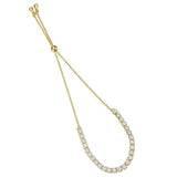 Alamode Gold Brass Bracelet with AAA Grade CZ in Clear - Alamode - Flyclothing LLC