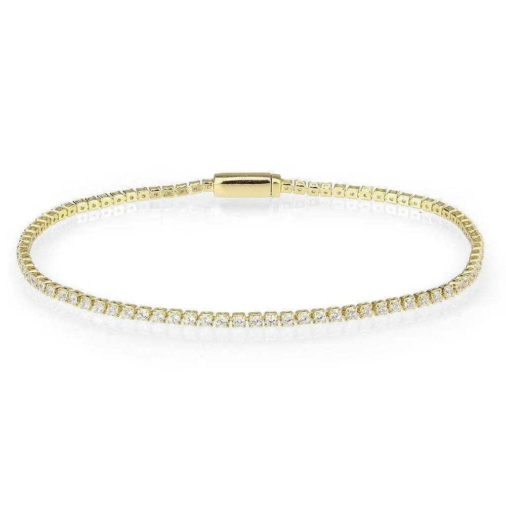 Alamode Gold Brass Bracelet with AAA Grade CZ in Clear - Alamode - Flyclothing LLC