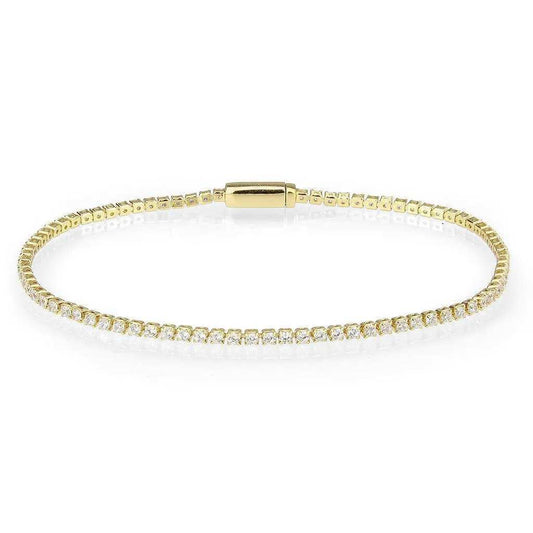 Alamode Gold Brass Bracelet with AAA Grade CZ in Clear - Alamode - Flyclothing LLC