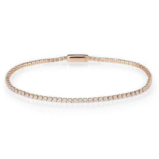Alamode Rose Gold Brass Bracelet with AAA Grade CZ in Clear - Alamode - Flyclothing LLC