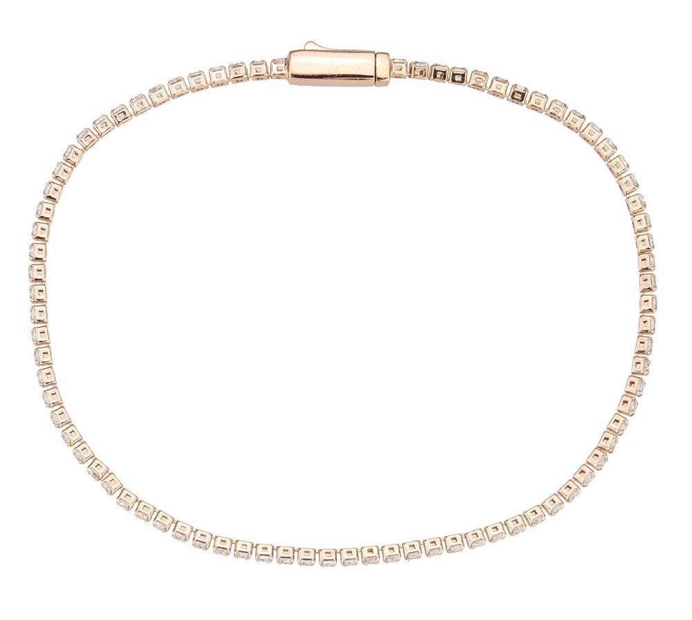 Alamode Rose Gold Brass Bracelet with AAA Grade CZ in Clear - Alamode - Flyclothing LLC