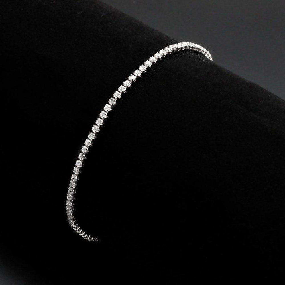 Alamode Rhodium Brass Bracelet with AAA Grade CZ in Clear - Alamode - Flyclothing LLC