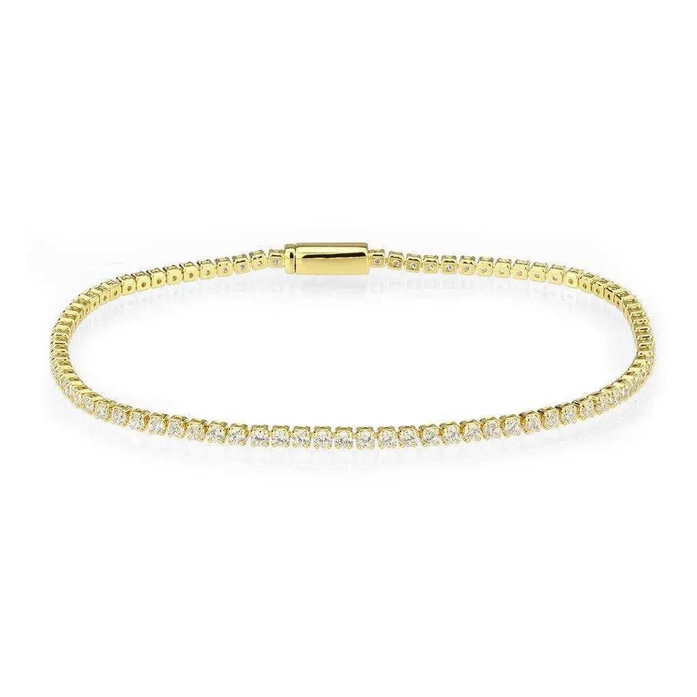 Alamode Gold Brass Bracelet with AAA Grade CZ in Clear - Alamode - Flyclothing LLC