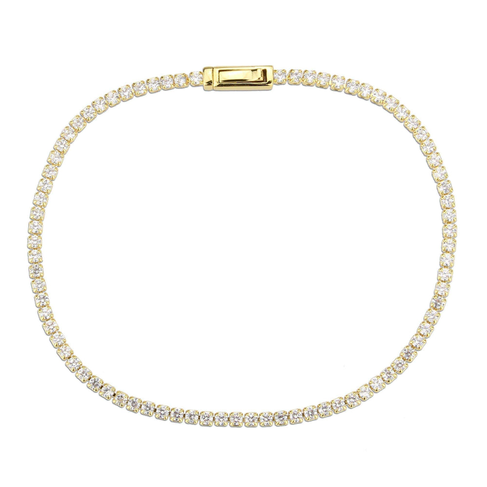 Alamode Gold Brass Bracelet with AAA Grade CZ in Clear - Alamode - Flyclothing LLC