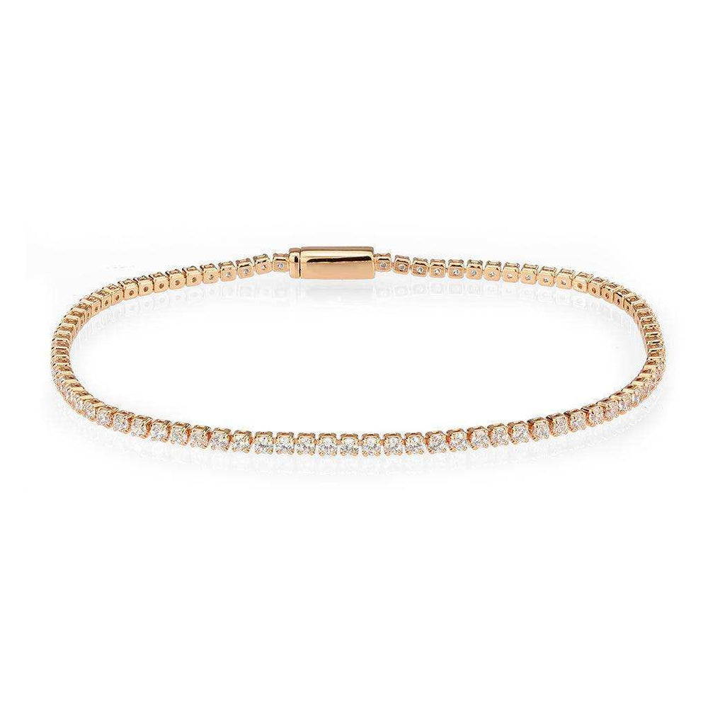Alamode Rose Gold Brass Bracelet with AAA Grade CZ in Clear - Alamode - Flyclothing LLC