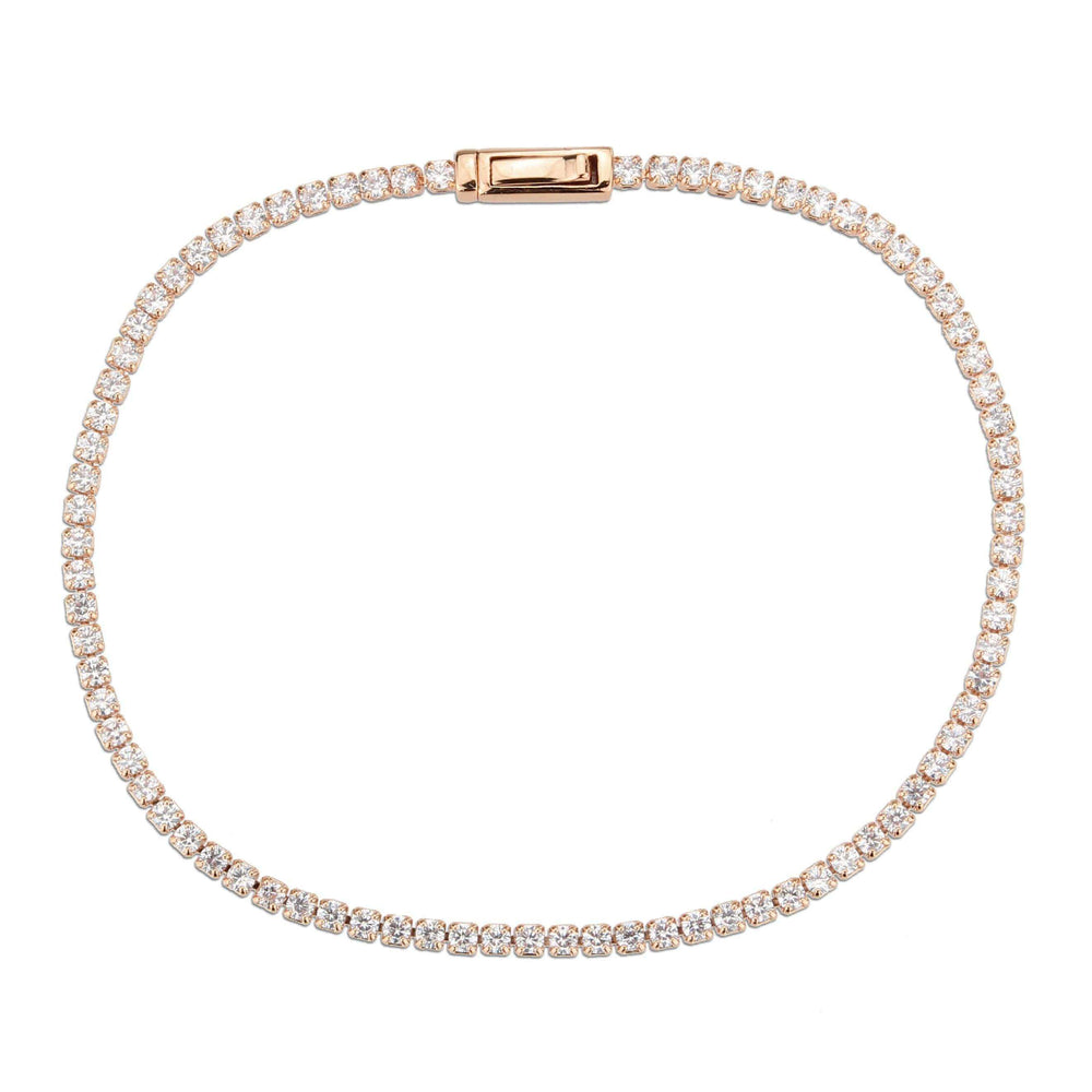 Alamode Rose Gold Brass Bracelet with AAA Grade CZ in Clear - Alamode - Flyclothing LLC