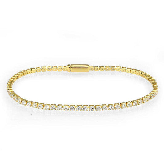 Alamode Gold Brass Bracelet with AAA Grade CZ in Clear - Alamode - Flyclothing LLC