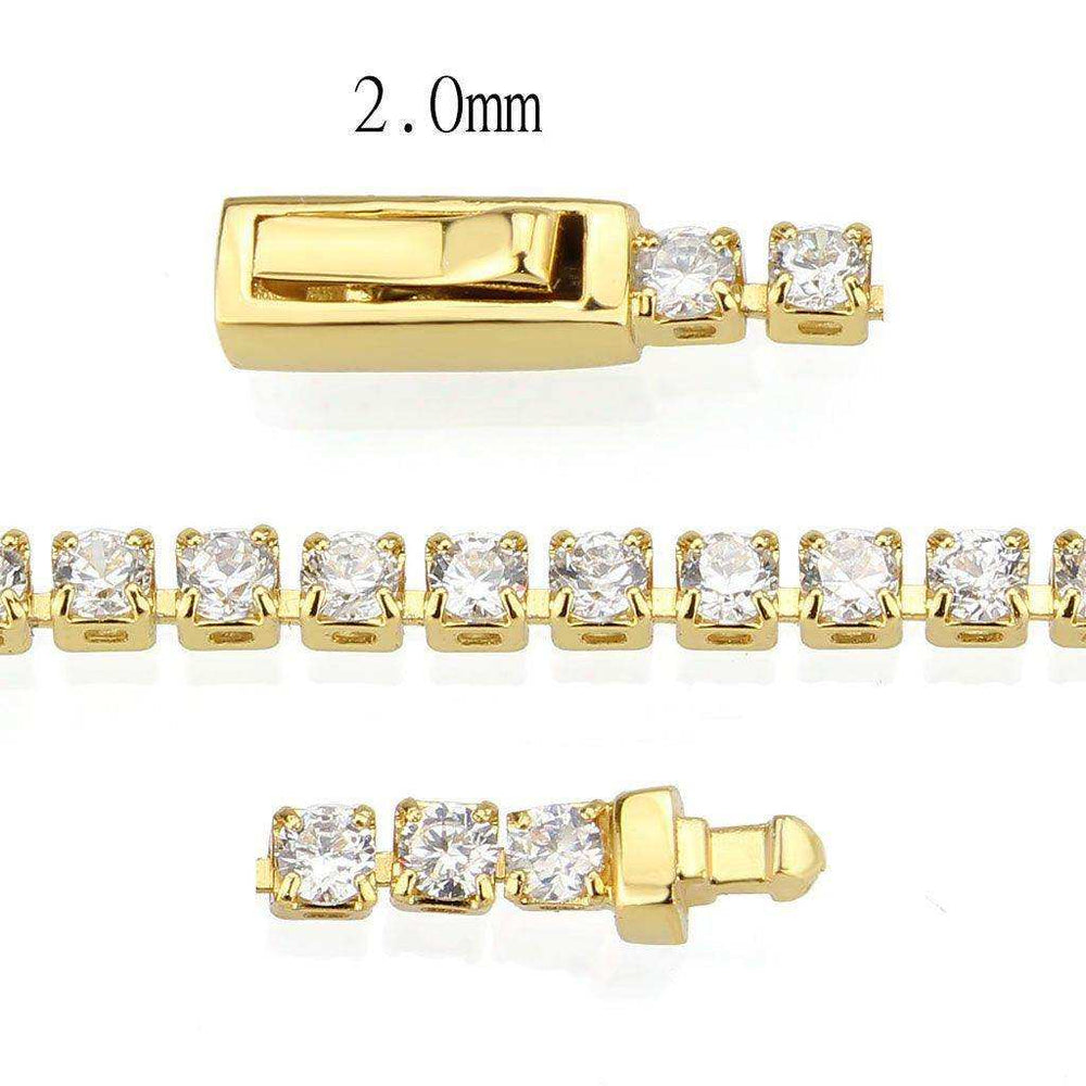 Alamode Gold Brass Bracelet with AAA Grade CZ in Clear - Alamode - Flyclothing LLC