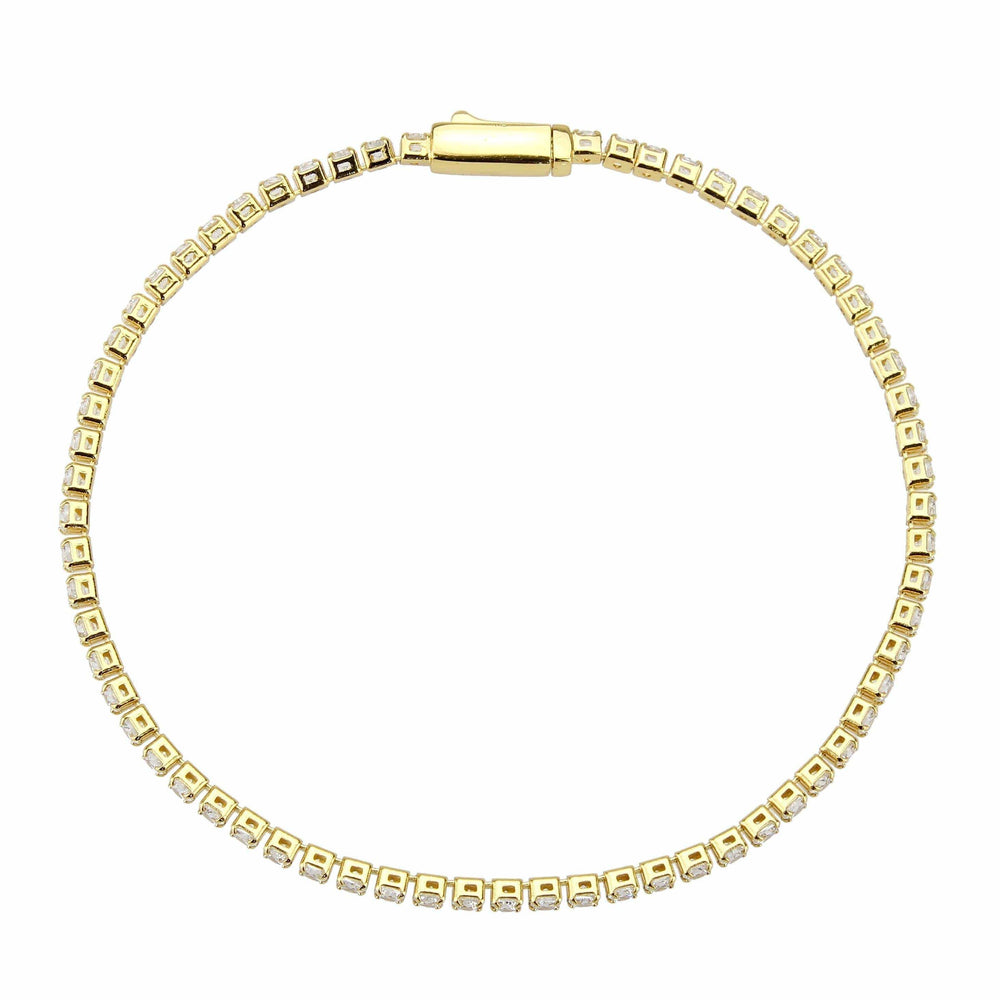 Alamode Gold Brass Bracelet with AAA Grade CZ in Clear - Alamode - Flyclothing LLC