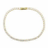 Alamode Gold Brass Bracelet with AAA Grade CZ in Clear - Alamode - Flyclothing LLC