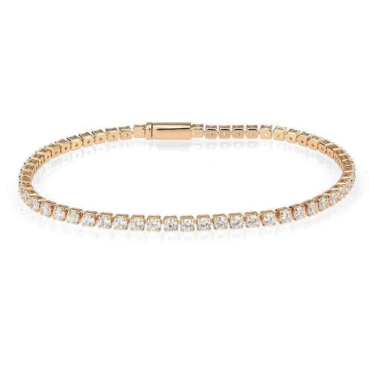 Alamode Rose Gold Brass Bracelet with AAA Grade CZ in Clear - Alamode - Flyclothing LLC
