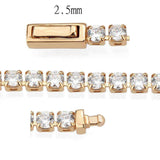 Alamode Rose Gold Brass Bracelet with AAA Grade CZ in Clear - Alamode - Flyclothing LLC