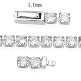 Alamode Rhodium Brass Bracelet with AAA Grade CZ in Clear - Alamode - Flyclothing LLC