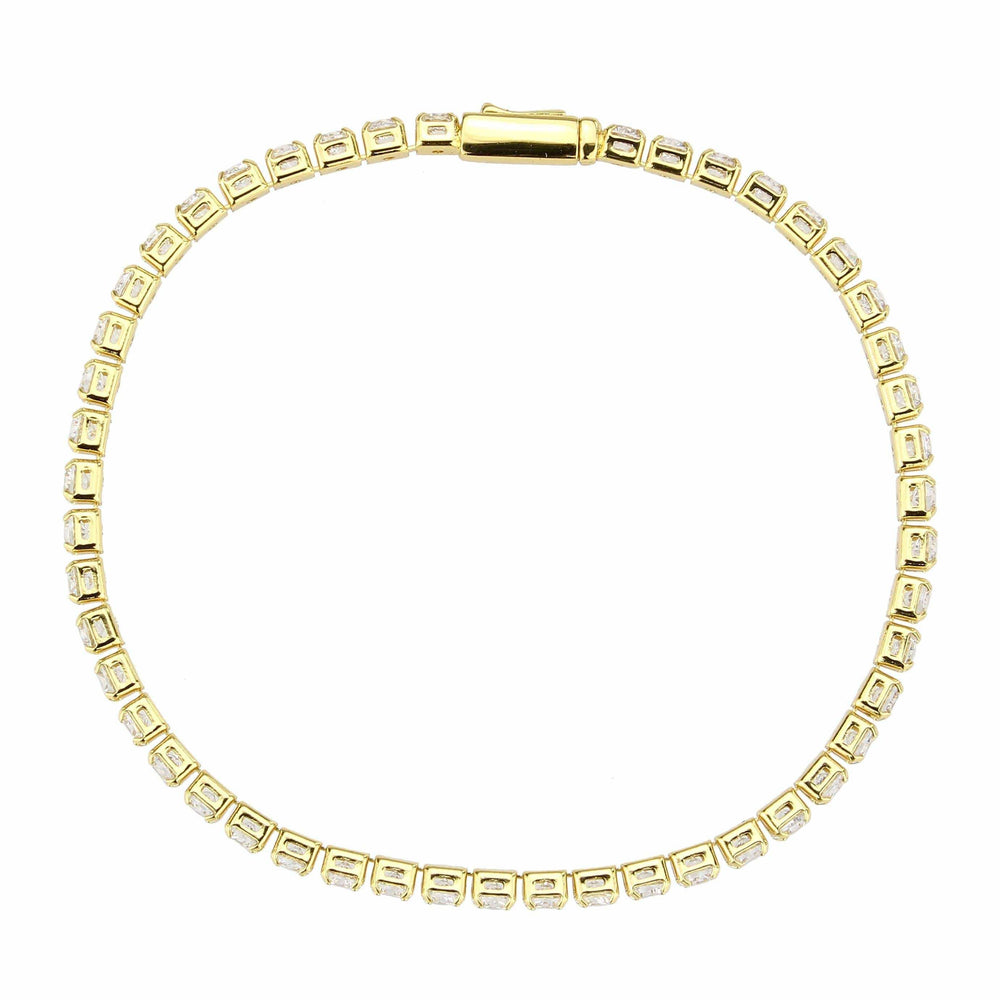 Alamode Gold Brass Bracelet with AAA Grade CZ in Clear - Alamode - Flyclothing LLC
