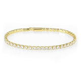 Alamode Gold Brass Bracelet with AAA Grade CZ in Clear - Alamode - Flyclothing LLC