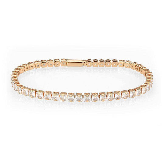 Alamode Rose Gold Brass Bracelet with AAA Grade CZ in Clear - Alamode - Flyclothing LLC