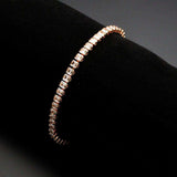 Alamode Rose Gold Brass Bracelet with AAA Grade CZ in Clear - Alamode - Flyclothing LLC