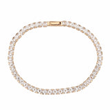 Alamode Rose Gold Brass Bracelet with AAA Grade CZ in Clear - Alamode - Flyclothing LLC
