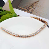 Alamode Rose Gold Brass Bracelet with AAA Grade CZ in Clear - Alamode - Flyclothing LLC