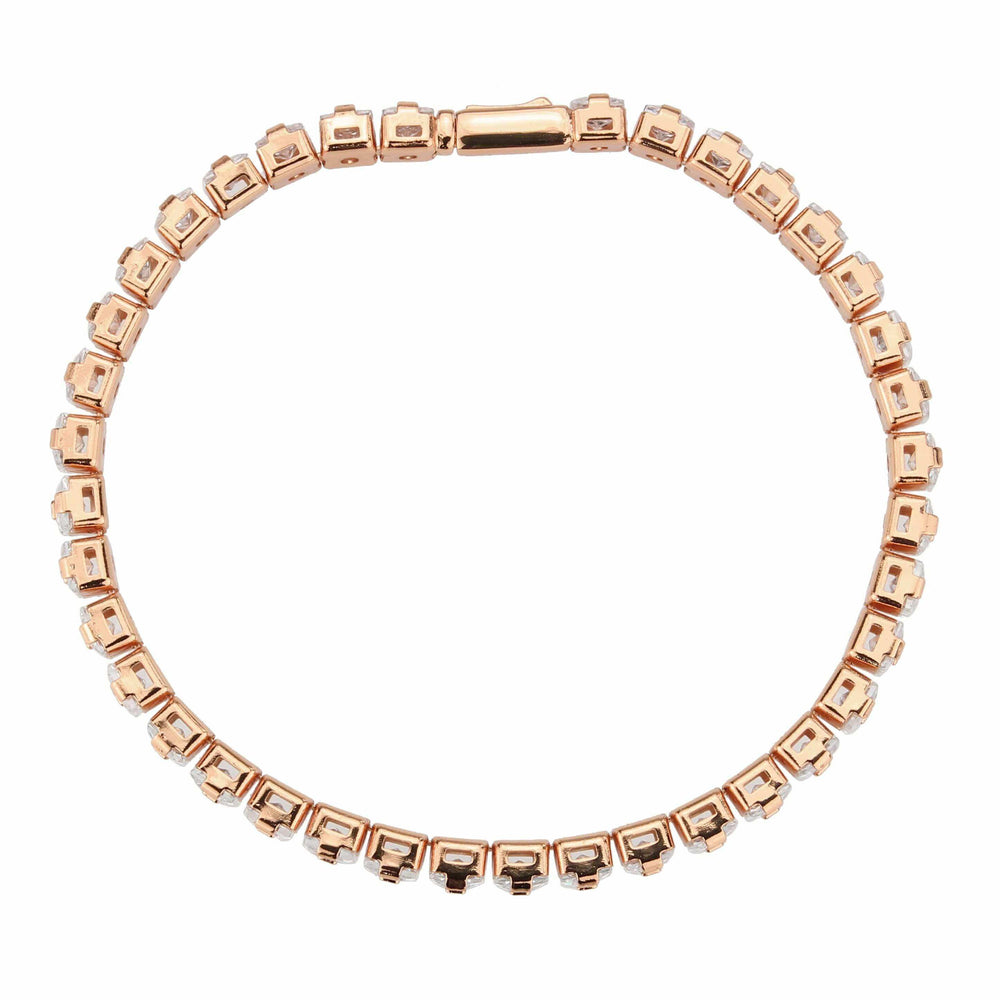 Alamode Rose Gold Brass Bracelet with AAA Grade CZ in Clear - Alamode - Flyclothing LLC