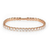Alamode Rose Gold Brass Bracelet with AAA Grade CZ in Clear - Alamode - Flyclothing LLC