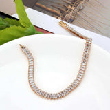 Alamode Rose Gold Brass Bracelet with AAA Grade CZ in Clear - Alamode - Flyclothing LLC