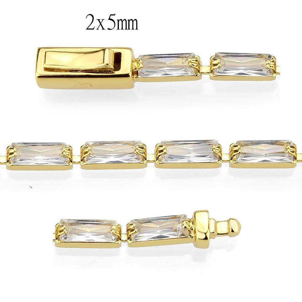 Alamode Gold Brass Bracelet with AAA Grade CZ in Clear - Alamode - Flyclothing LLC